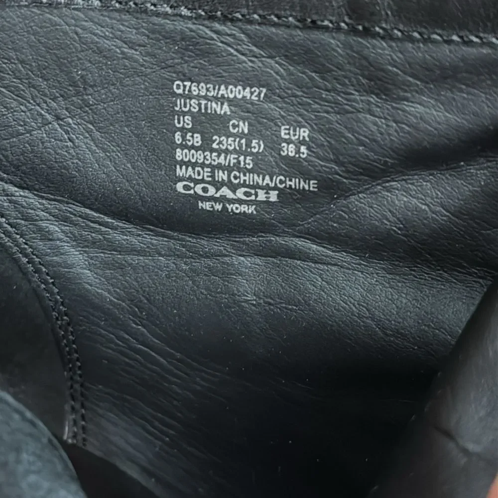 Coach Justina Black Ankle Boots Women's Beaded Chain Accents size 6.5‎ - Picture 10 of 13